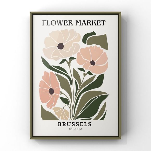 Flower Market Brussels,  Aesthetic Abstract Floral Boho Digital Wall Art Print - Picture 4 of 5